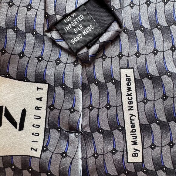 Ziggurat Silk Men Neck Tie by Mulberry Neckwear Geometric W 3.5 x L 60 - Picture 5 of 13
